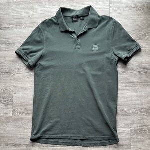 Boss Men's L Slim Polo Shirt in Dark Green